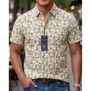 Nickel & iron  Floral yellow short-sleeve shirt‎ style.NWS9209 Size S